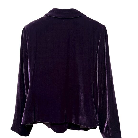 Rafaella Velvet Blazer Size 14 Purple Rayon Silk Luxury Womens Evening Jacket - Picture 5 of 6